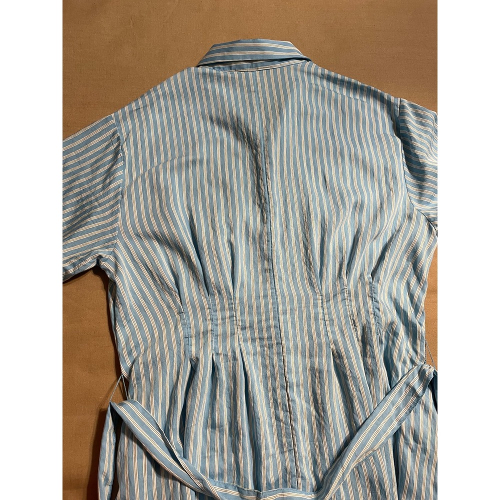 NWT Banana Republic Factory Midi Shirt Dress Size XL Blue White Sash Pockets - Picture 8 of 13